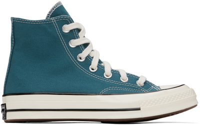 Shop Converse Blue Chuck 70 Vintage Canvas Sneakers In Teal/egret/black