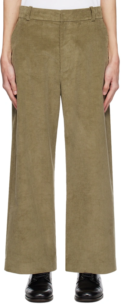 Shop Studio Nicholson Khaki Mappe Trousers In Lichen