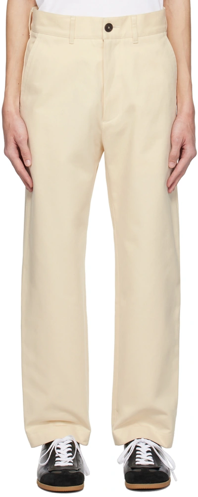 Shop Studio Nicholson Off-white Bill Trousers In - Cream