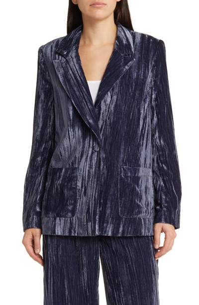 Shop Treasure & Bond Relaxed Fit Textured Velvet Blazer In Navy Blazer