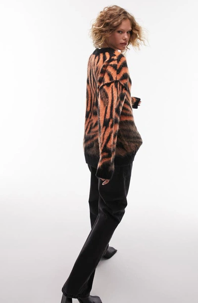 Shop Topshop Zebra Oversize Sweater In Orange