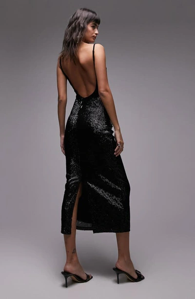 Shop Topshop Rhinestone Embellished Sequin Midi Dress In Black