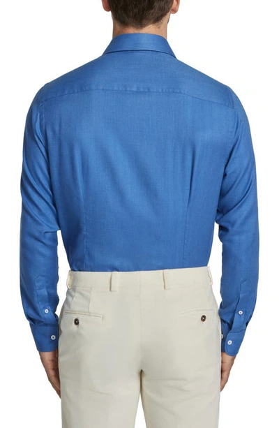 Jack Victor Bellamy Herringbone Cotton Blend Sport Shirt In Blue
