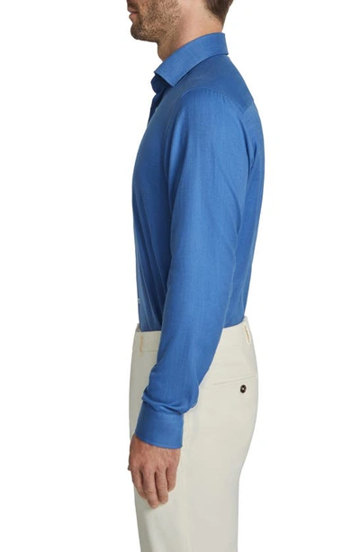 Jack Victor Bellamy Herringbone Cotton Blend Sport Shirt In Blue