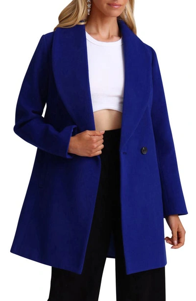 Shop Avec Les Filles Shawl Collar Coat In Cobalt