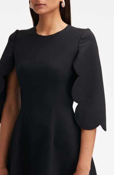 Shop Oscar De La Renta Scallop Detail Cape Sleeve A-line Minidress In Black