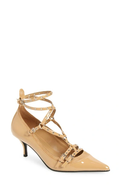 Shop Jeffrey Campbell Resilient Pointed Toe Pump In Beige Patent Beige Suede