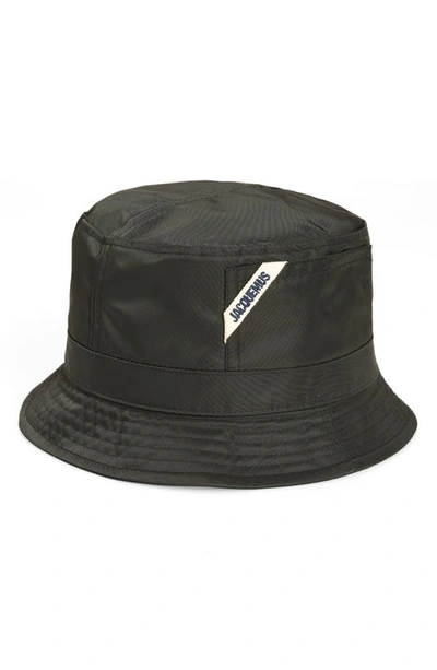 Shop Jacquemus Le Bob Ovalie Nylon Blend Bucket Hat In Black 990