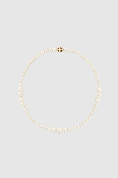 Shop Anine Bing Gradual Pearl Necklace In 14k Gold