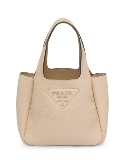 Shop Prada Women's Leather Mini Bag In Beige Khaki