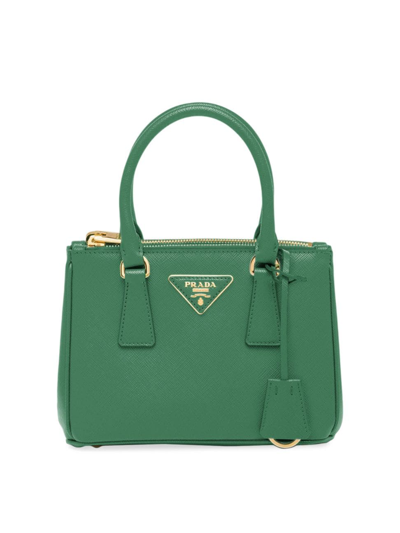 Shop Prada Women's Galleria Saffiano Leather Mini Bag In Green