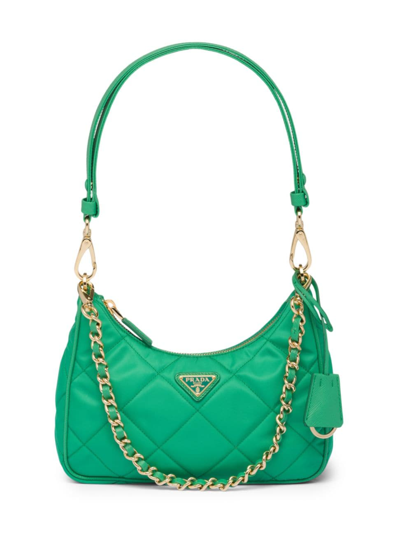 Shop Prada Women's Re-nylon Mini Bag In Green