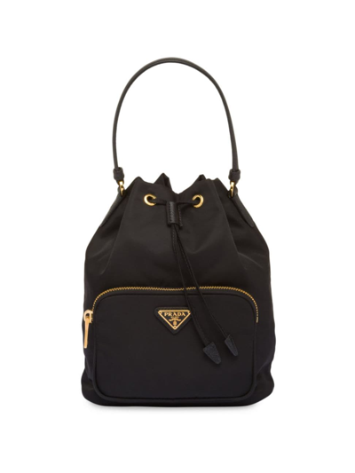 Shop Prada Women's Duet Re-nylon Shoulder Bag In Black