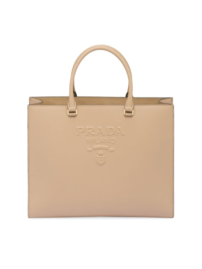 Shop Prada Women's Large Saffiano Leather Handbag In Beige Khaki