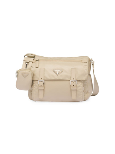 Shop Prada Women's Re-nylon Shoulder Bag In Beige