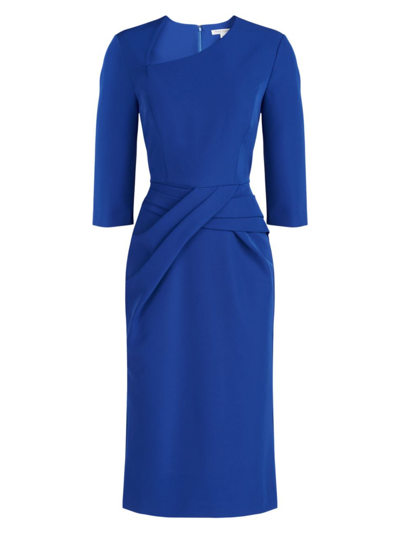 Shop Kay Unger Women's Alexa Pleated Midi-dress In Sapphire
