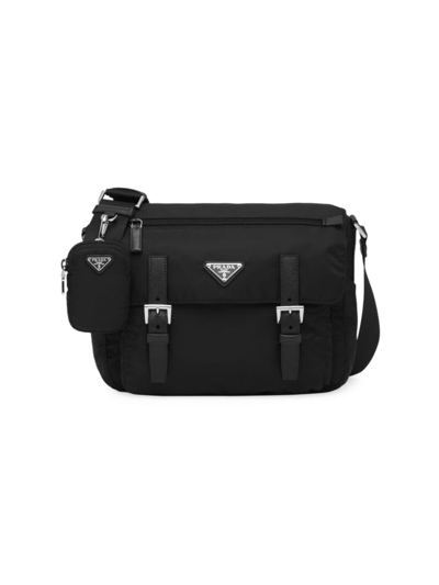 Prada Black Re-nylon Messenger Bag In Black