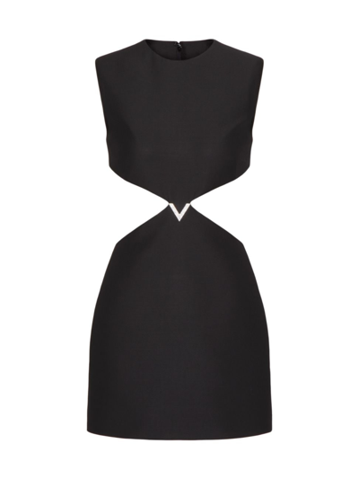 Shop Valentino Women's Crepe Couture Short Dress In Black