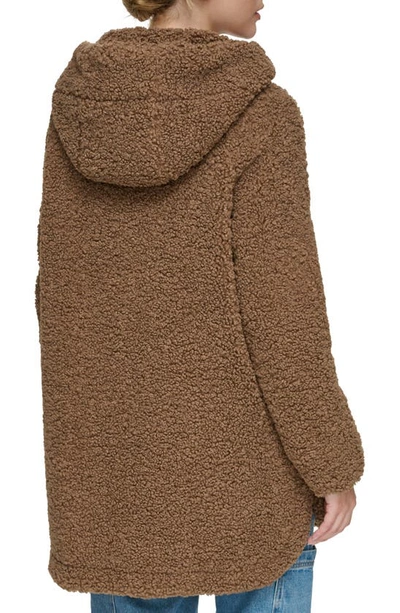 Andrew Marc Seneca Faux Shearling Hooded Jacket In Walnut