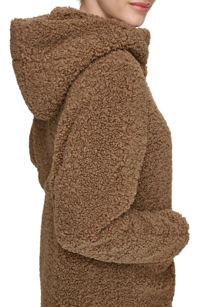 Andrew Marc Seneca Faux Shearling Hooded Jacket In Walnut
