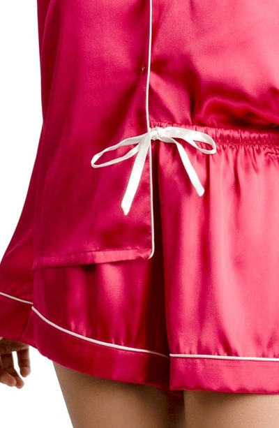 Shop In Bloom By Jonquil Satin Short Pajamas In Red/ Ivy