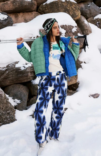 Shop Fp Movement Bunny Slope Print Waterproof High Waist Ski Pants In Blue Print