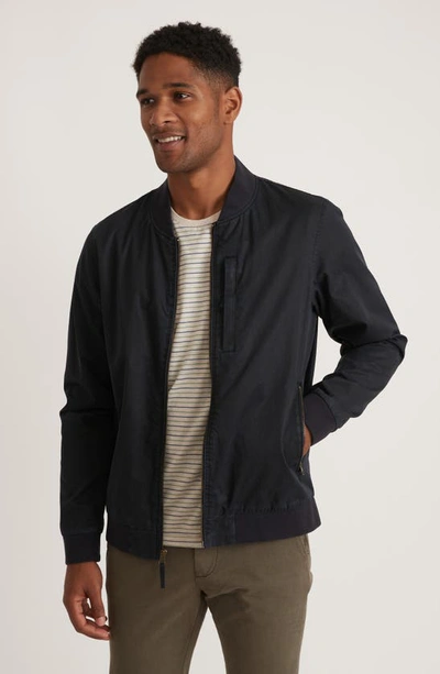 Shop Marine Layer Dry Wax Water Resistant Bomber Jacket In Blue Black