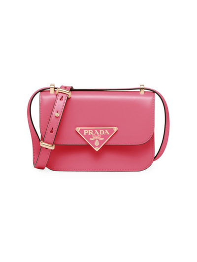 Shop Prada Women's Emblème Leather Bag In Pink