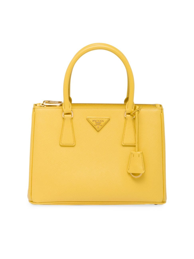 Shop Prada Women's Medium Galleria Saffiano Leather Top Handle Bag In Yellow