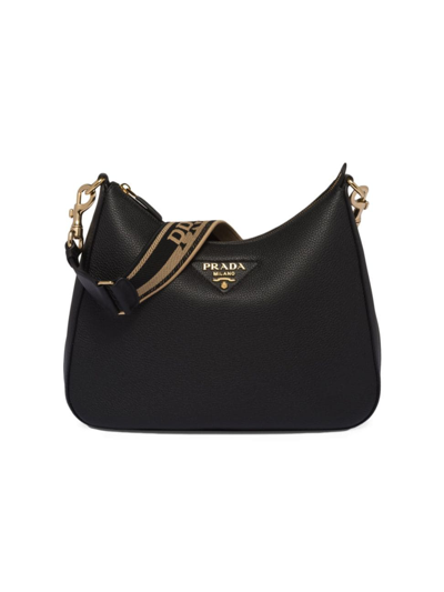 Shop Prada Women's Leather Shoulder Bag In Black