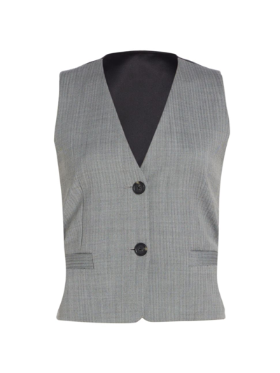 Shop Helmut Lang Women's Wool-blend Tailored Vest Top In Black White Multi