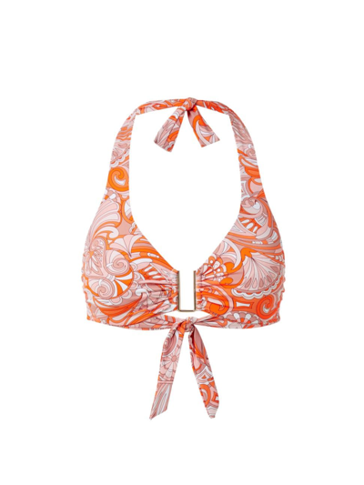 Shop Melissa Odabash Women's Colombia Paisley Halter Bikini Top In Mirage Orange