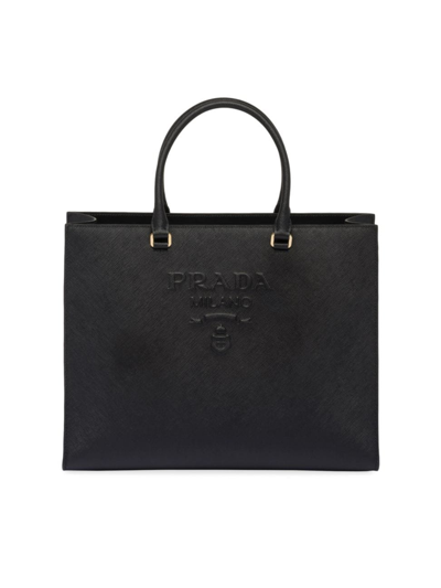 Shop Prada Women's Large Saffiano Leather Handbag In Black