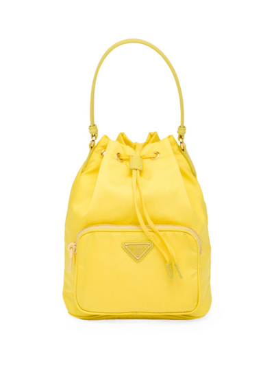 Shop Prada Women's Duet Re-nylon Shoulder Bag In Yellow