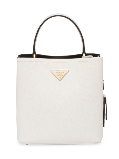 Shop Prada Women's Medium Saffiano Leather Panier Top Handle Bag In White