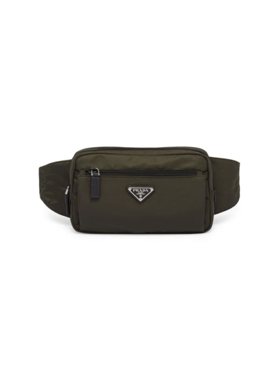 Shop Prada Men's Re-nylon And Saffiano Leather Belt Bag In Green