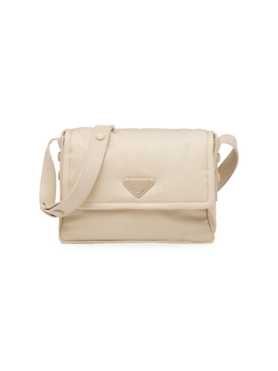 Shop Prada Women's Small Padded Re-nylon Shoulder Bag In Beige Khaki