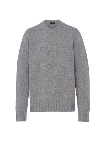 Shop Prada Men's Wool And Cashmere Crewneck Sweater In Grey