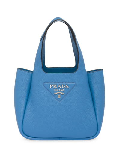 Shop Prada Women's Leather Mini Bag In Blue