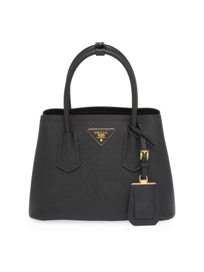 Shop Prada Women's Double Saffiano Leather Mini Bag In Black