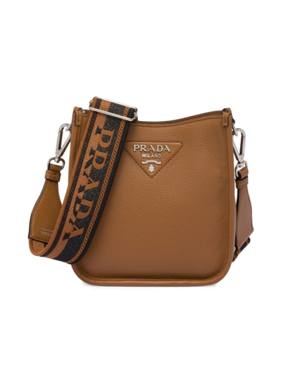 Shop Prada Women's Leather Mini Shoulder Bag In Brown