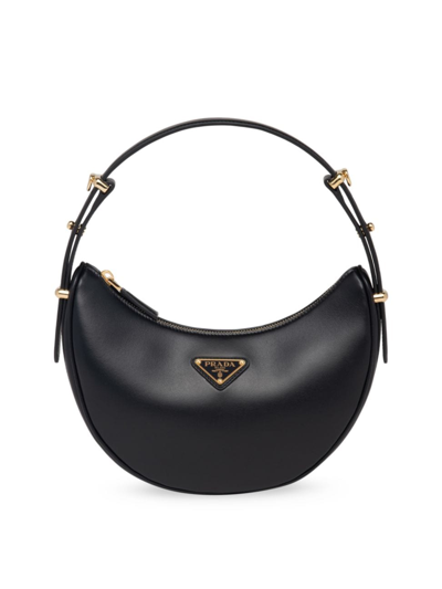 Shop Prada Women's Arqué Leather Shoulder Bag In Black
