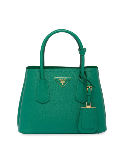 Shop Prada Women's Double Saffiano Leather Mini Bag In Green