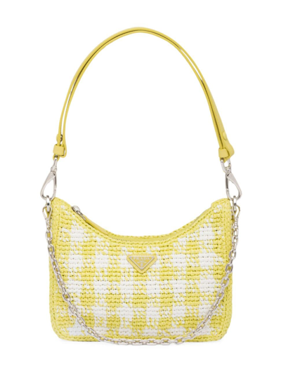 Shop Prada Women's Re-edition Raffia Mini Bag In Yellow