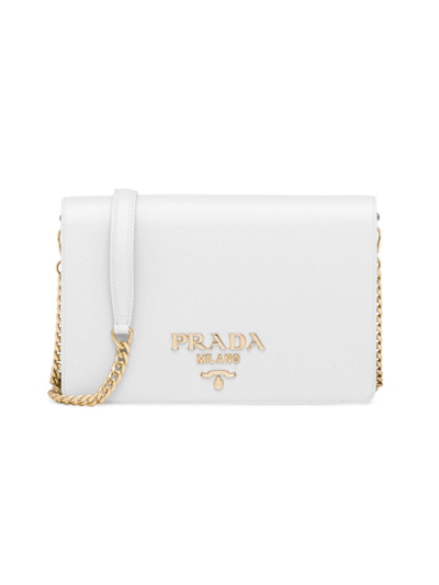 Shop Prada Women's Saffiano Leather Mini Bag In White