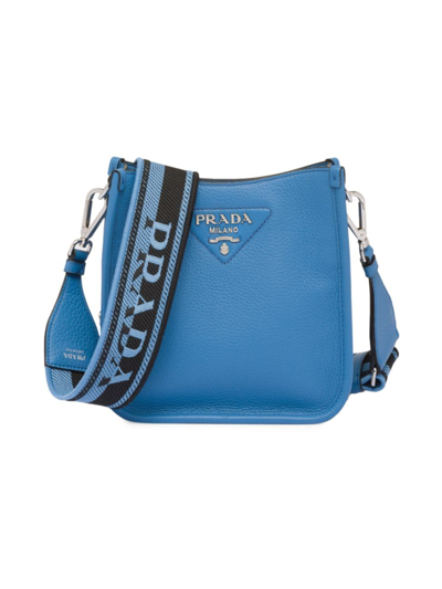 Shop Prada Women's Leather Mini Shoulder Bag In Blue