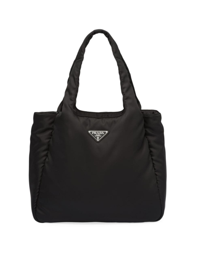 Shop Prada Women's Large Padded Re-nylon Tote Bag In Black