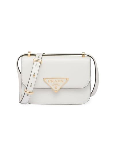 Shop Prada Women's Emblème Leather Bag In White