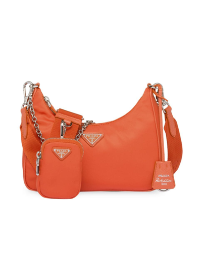 Shop Prada Women's Re-edition 2005 Re-nylon Bag In Orange