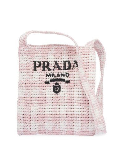 Shop Prada Women's Crochet Crossbody Bag In Pink